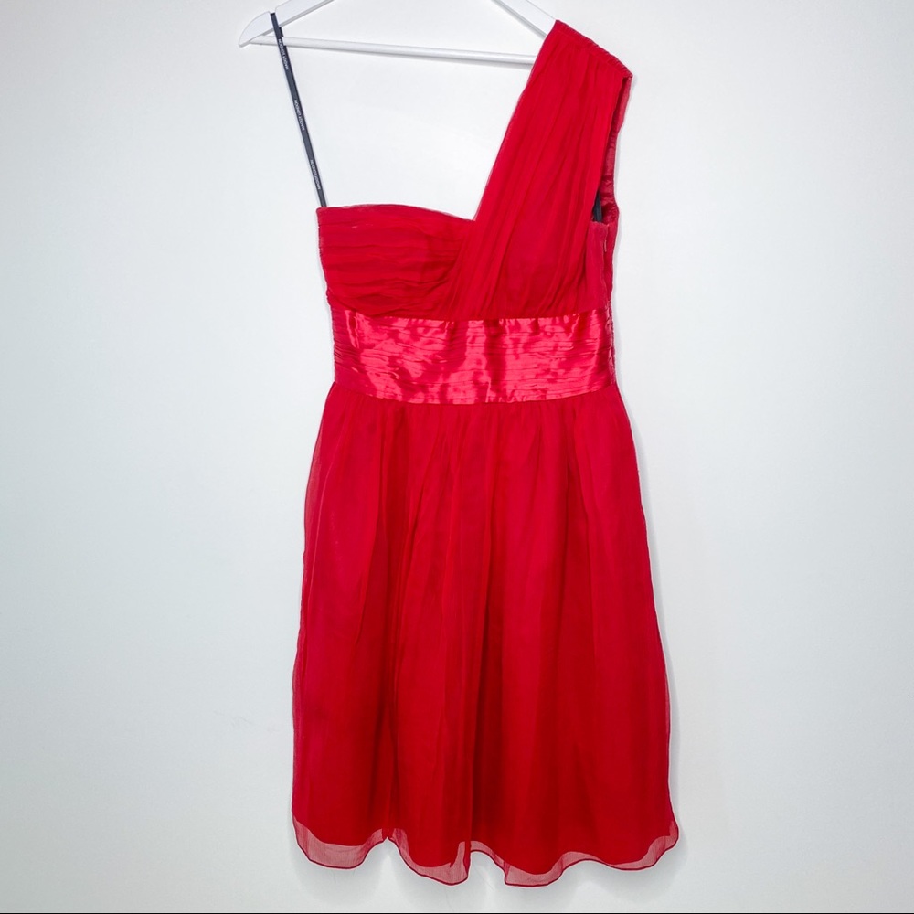 Maggy London silk one shoulder dress